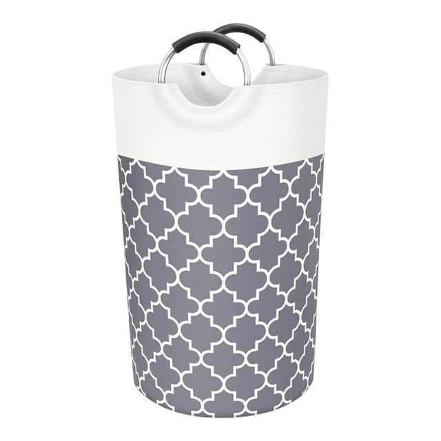 veasfak Sac à Linge 82L, Panier de Rangement pour Vêtements, Bac à Linge, Chiffon avec Poignées, Gris