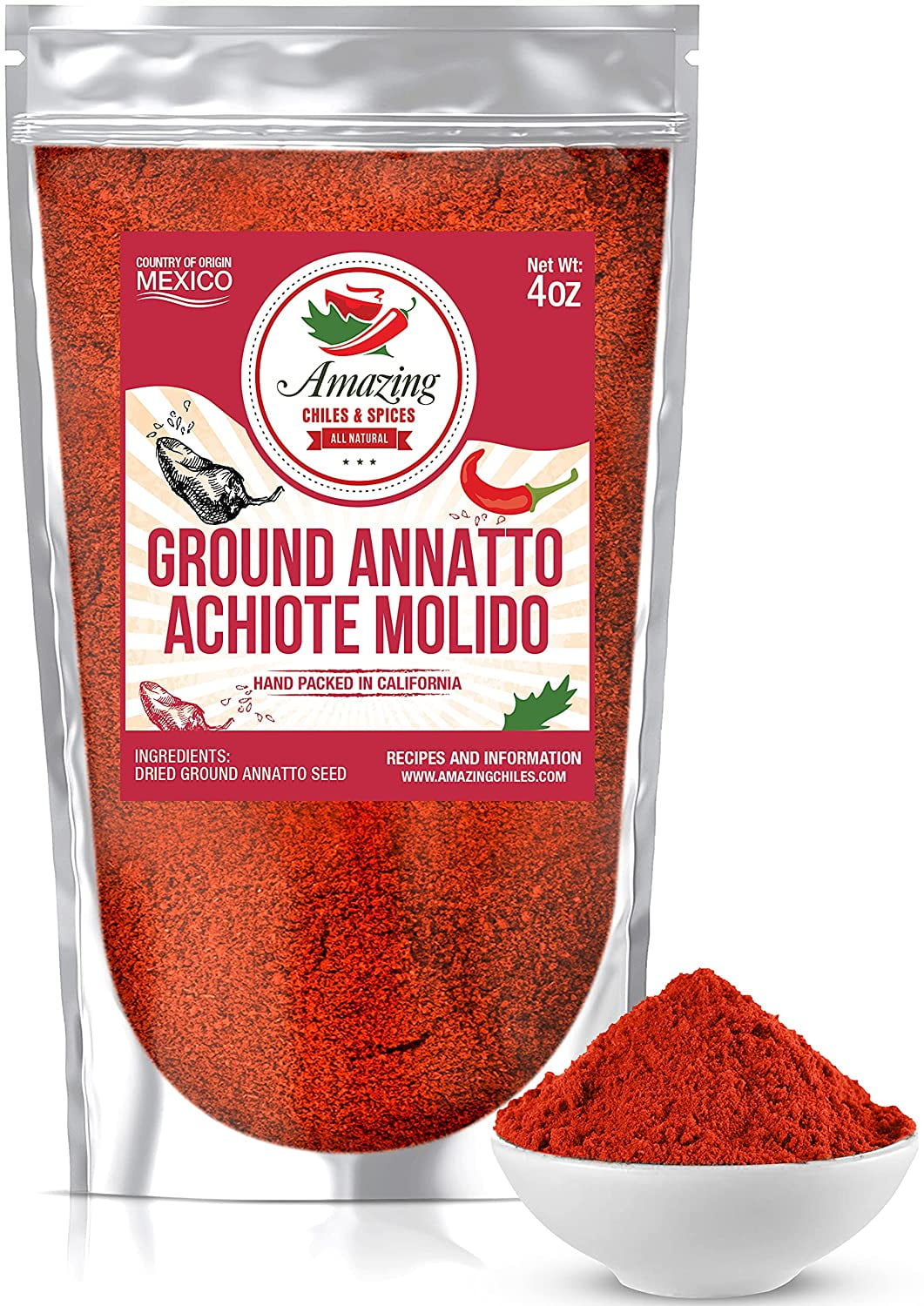 Achiote Powder Ground Annatto Seeds 4 oz Great for Adding Color and