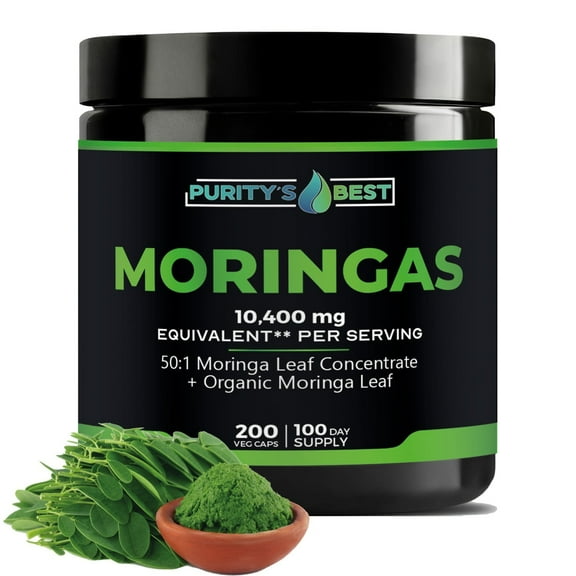 Purity's Best Moringa 50:1 Extract – 10,400mg, Organic, 200 Caps