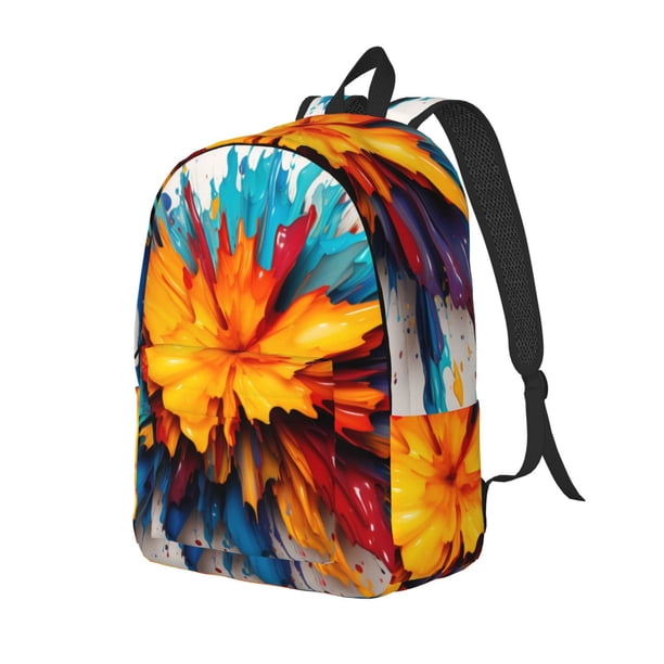 Easygdp Colorful Paint Print Mochila de Lona Resistente para Laptop, Compatible con Laptops de 15 a 17 pulgadas, Ideal para Escuela, Trabajo y Viajes-Medium