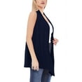 thumbnail image 2 of Women's Sleeveless Long Body Open Draped Front Solid Cardigan Vest S-3XL, 2 of 4