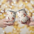 thumbnail image 2 of 12oz Stemless Wine Tumblers Beige Christmas Santa Pattern Vacuum Insulated Stainless Steel Travel Tumbler Cups Mug with Lid and Straw for Champaign,Cocktail,Beer with Cleaning Brush, 2 of 5