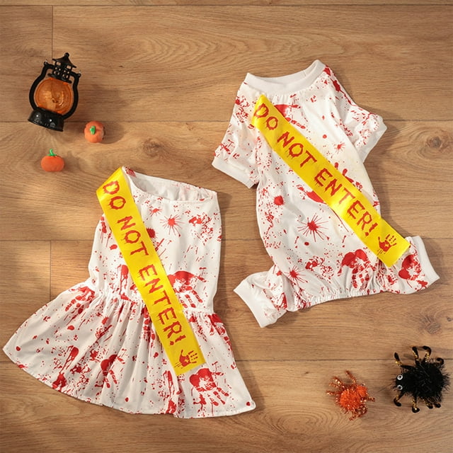 Falda de Halloween para Mascotas con Diseño de Foca para Perros | Ropa Blanca de Poliéster para Mascotas | Diseño de Terror | Tallas S, M y L | Incluye 1 Prenda para Mascotas