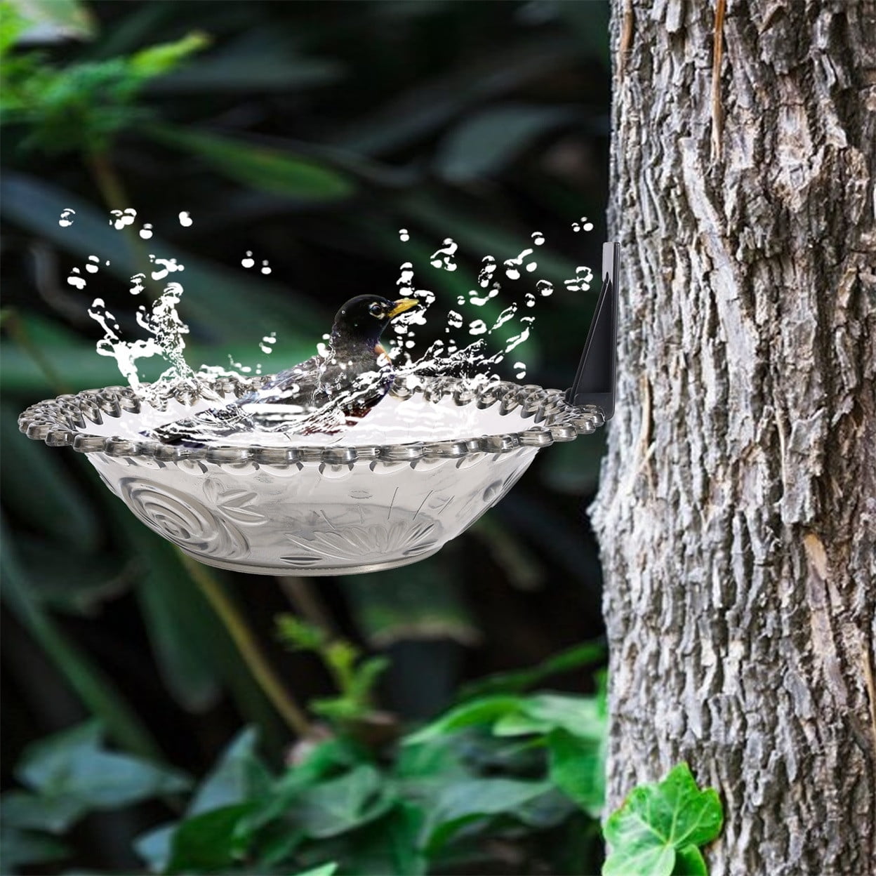 JilgTeok 2 Packs Bird Feeder Hanging Bird Bath Tray Water Bowl Outdoor Plastic Hummingbird Feeder Shower Bird Basin for Outdoors Garden Patio Decoration