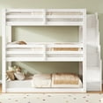 thumbnail image 4 of Harper & Bright Designs Full Size Triple Bunk Bed with Storage Stairs and Shelves, Full Solid Wood Bunk Bedframe for 3, Can Bed Separated Into 2 Beds, White, 4 of 12