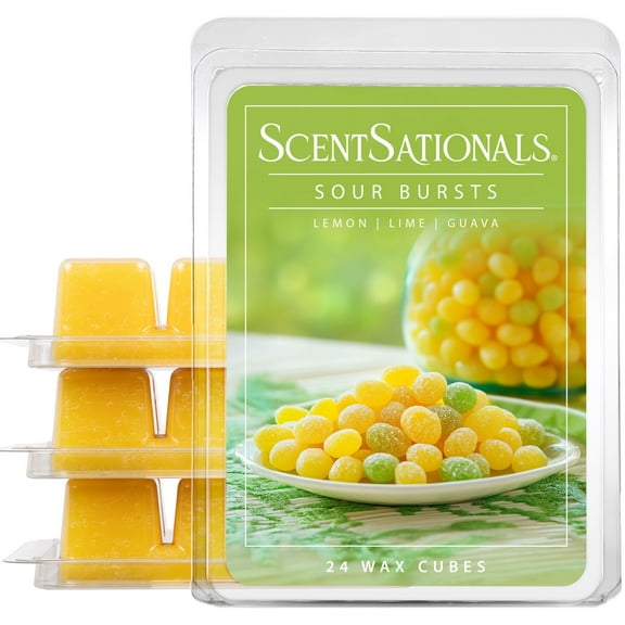 Scentsationals Wax Melts, Wax Cubes Strong Scent – Candy Collection Sour Bursts – Long Lasting Scented Melts for Warmer, 10oz (24-Cubes)