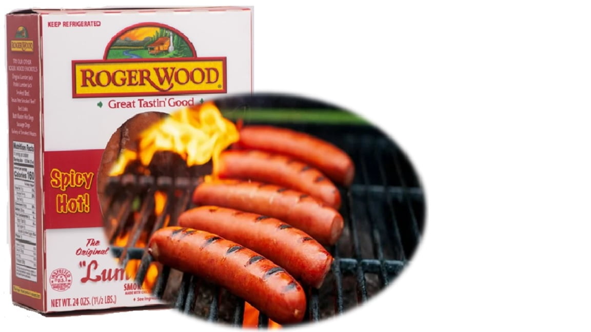 Roger Wood Spicy Hot Lumber Jack Smoked Sausage - Fully Cooked, Gluten-Free, 24 oz