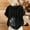 Black, variant on HOMBOM Plus Size Tops for Women Spring Button Floral Short Sleeve Boho Black Crewneck Womens T Shirts Cotton Linen