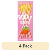 (4 pack) Glico Pocky Strawberry Cream Covered Biscuit Sticks, 1.41 oz