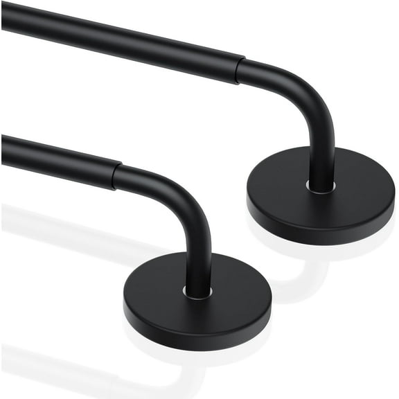 ThrottleT-2 Pack Magnetic Curtain Rod for Door, 18 to 30 Inch Curtain Rod 3/8" Diameter Adjustable Rods for French Doors Window Metal Doors Cafe(Black, 2Pack)