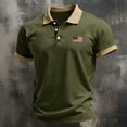 thumbnail image 4 of Men's Patriotic Vintage Polo Shirt for US 250th Anniversary with Contrast Collar and Sleeve Cuffs Featuring American Flag Embroidery Short Sleeve Design&nbsp; Army Green L, 4 of 4
