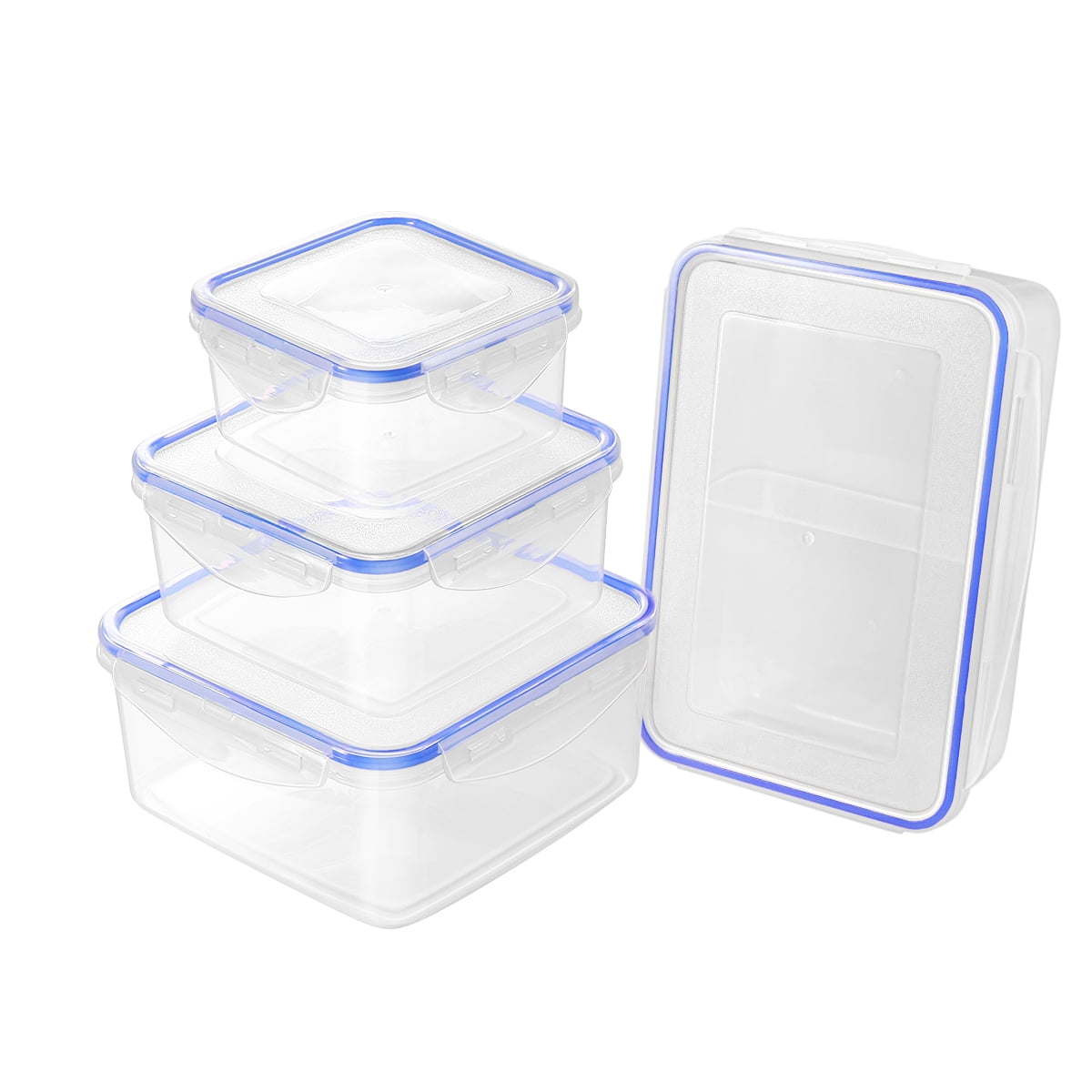 4Pcs Clear Rectangular Disposable Plastic Food Container Lunch