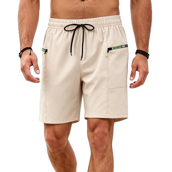 Besolor Mens Workout Shorts Straight Leg Elastic Wisted Drawstring Casual Lightweight Athletic Running Shorts with Pockets(X-Large,Khaki)