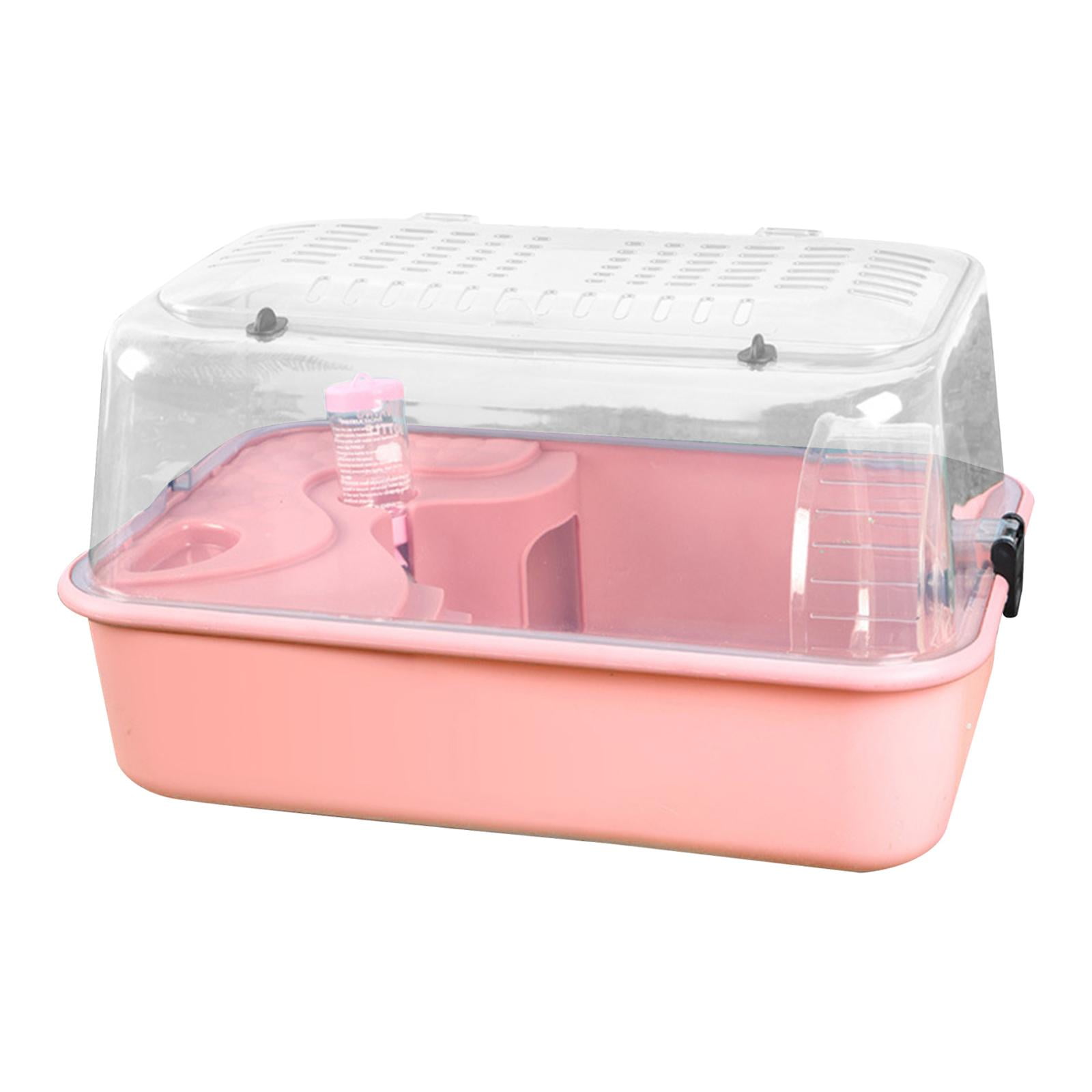 balikha Hamster Cage Run -out Carrier Sleep with Water Bottle Training Wheel Hamster Living Space Small Animal Cage for Mice Sugar Glider Pink