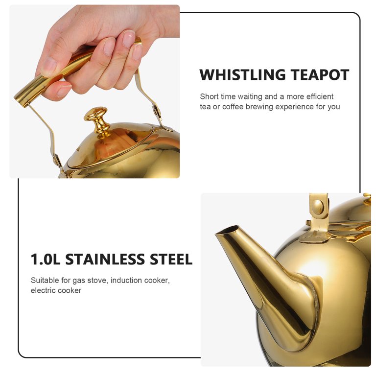 Palm Restaurant Stainless Steel Whistling Tea Kettle Induction Gas Elec.