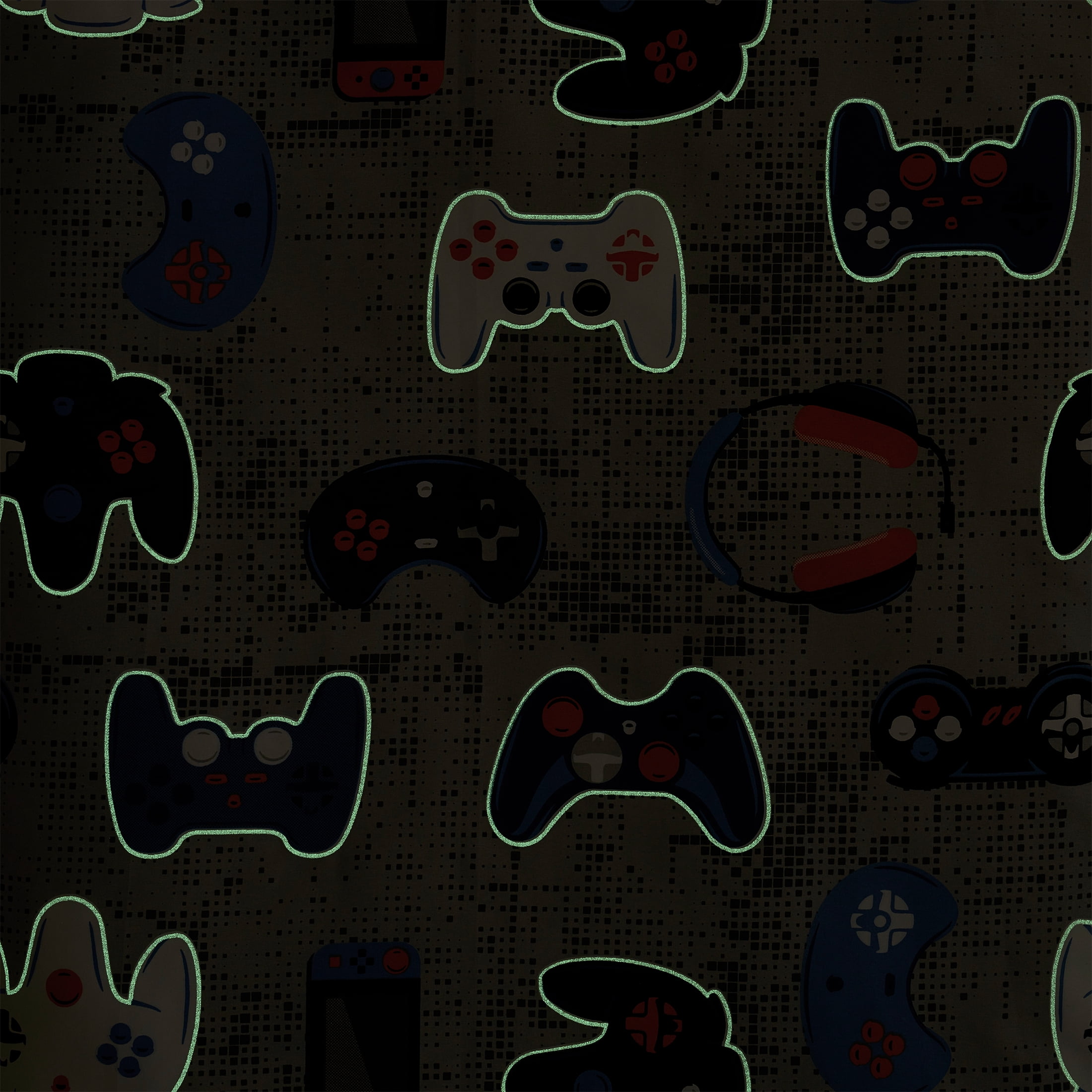 Your Zone Black Gamer Glow in the Dark Child Nap Mat, 24" x 70"