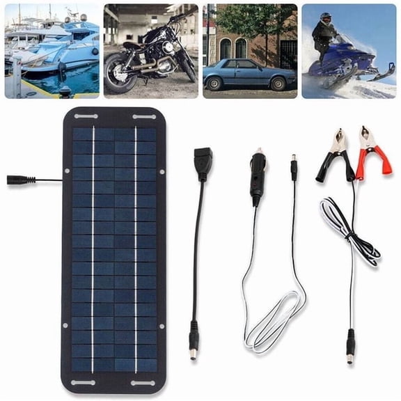 Knadgbft Portable 12V/30W Solar Panel Battery Charger Maintainer, silicon Black, 7 Count