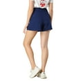 thumbnail image 3 of INSPIRE CHIC Women's Bow Tie High Waist Casual Paper Bag Shorts Dark Blue M, 3 of 5