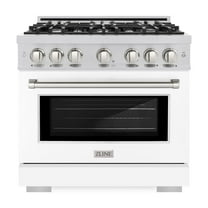 ZLINE 36 in. 5.2 cu. ft. Dual Fuel Range with 6 Burner Gas Cooktop and Electric Convection Oven in Stainless Steel with White Matte Door (HDR-WM-36)