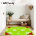 thumbnail image 3 of ODIKA 6'x9' Machine Washable Non-Slip Area Rug, Snowflake Medallion with Poinsettia Corner Accents High Traffic Rug, Green, 733182, 3 of 7