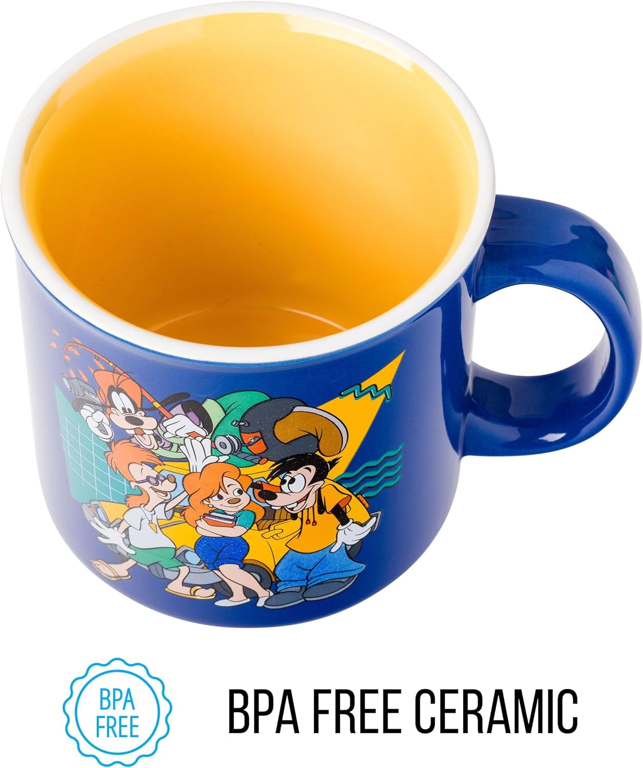 Silver Buffalo Disney A Goofy Movie Retro Featuring Roxanne, Max Goof, and Bobby Zimmeruski Ceramic Camper Mug, 20 Ounces