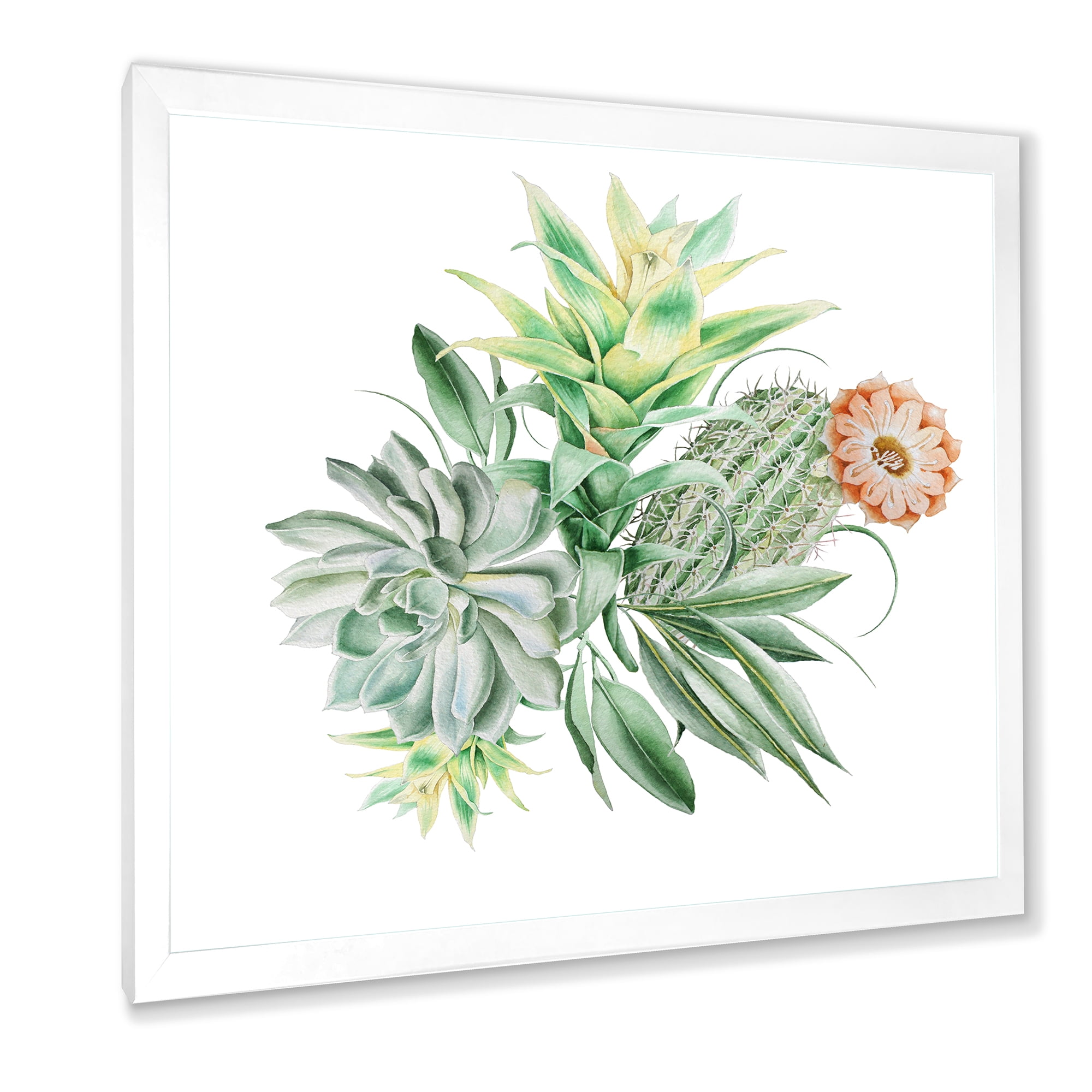 Designart 'Bouquet With Succulents and Cactus' Traditional Framed Art Print