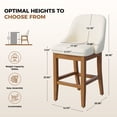 thumbnail image 2 of Set of 2 Upholstered Counter Height Bar Stools in Sleek Faux Leather with Solid Rubberwood Legs for Kitchen Island, 2 of 8