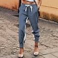 thumbnail image 2 of Women's Elastic Drawstring Waist Joggers Baggy Cinch Bottom Pants Trousers Color Block Active Sweatpants with Pockets, 2 of 6