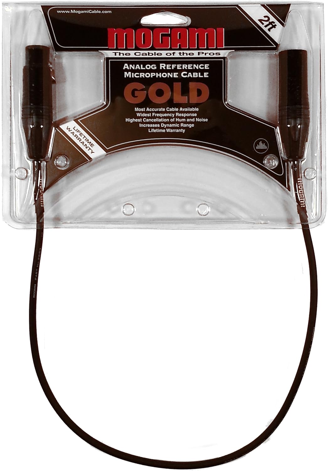 Mogami Gold STUDIO-02 XLR Microphone Cable, XLR-Female to XLR-Male, 3-Pin, Gold Contacts, Straight Connectors, 2 Foot