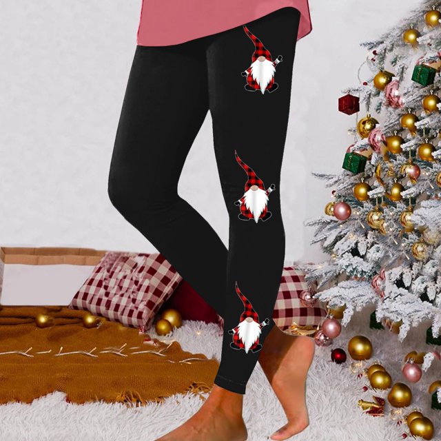 MKLEKYY Leggings deportivos para mujer, leggings de entrenamiento, pantalones con estampado navideño de bloques de color, leggings elásticos suaves 154