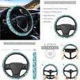 thumbnail image 3 of Renewold Sea Turtle Compass Car Seat Covers Full Set, with Steering Wheel Cover Safe Belt Pads Handbrake Cover Set Coasters Garbage Container Rear View Mirror Car Center Console Cover, Set of 14, 3 of 7