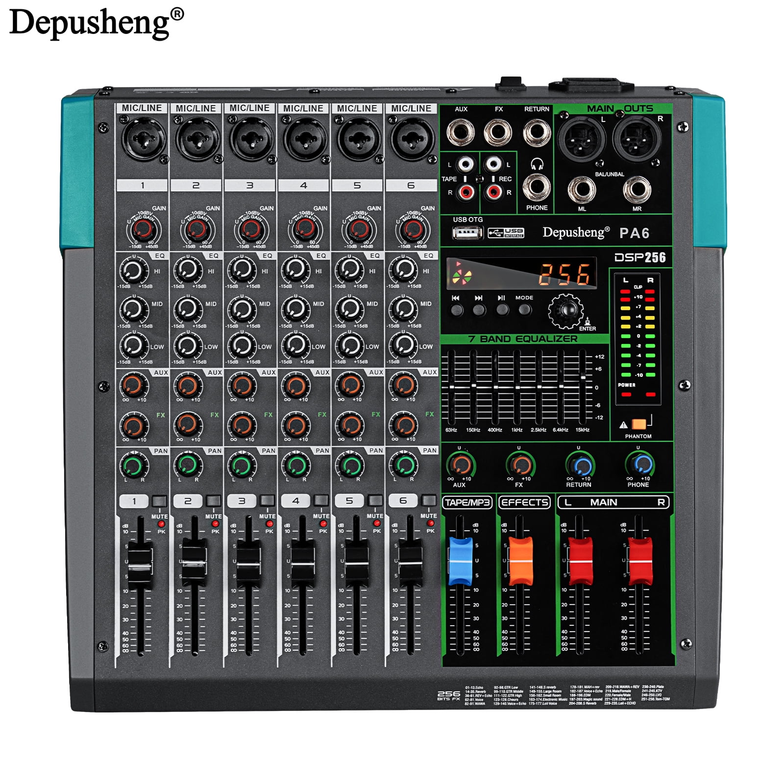 Depusheng DX12 Professional 12 Channel Audio Mixer USB Bluetooth