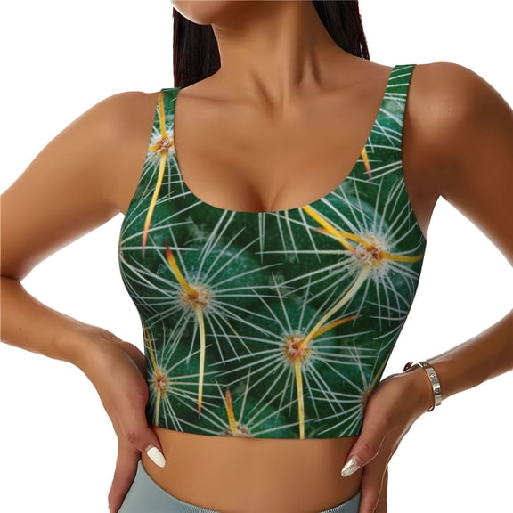 Naloa Thorns Of Macro Cactus Sports Bras for Women,Sports Bras for Women High Support with Removable Pads-