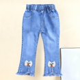 thumbnail image 2 of SERTG Girls Fashion Print Slim Jeans Elastic Waist Casual Kids Spring Summer Full Length Pants Jeans Everyday Trousers(Light Blue#3,5-6 Years), 2 of 9