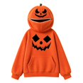 thumbnail image 5 of AJGRHE Halloween Women's Hooded Sweatshirt Pumpkin Fashion Hooded Printed Long Sleeve Sweatshirt Court Style Cosplay Tunic Gown for Women Men Orange S, 5 of 6