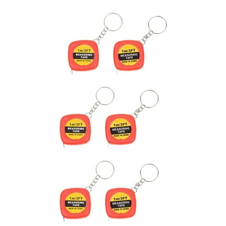 

6 Pcs Multifunction Red Case 1 Meter 3 Feet Mini Tape Measure W Key Ring