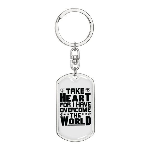 Take Heart Stainless Steel or 18k Gold Premium Swivel Dog Tag Keychain
