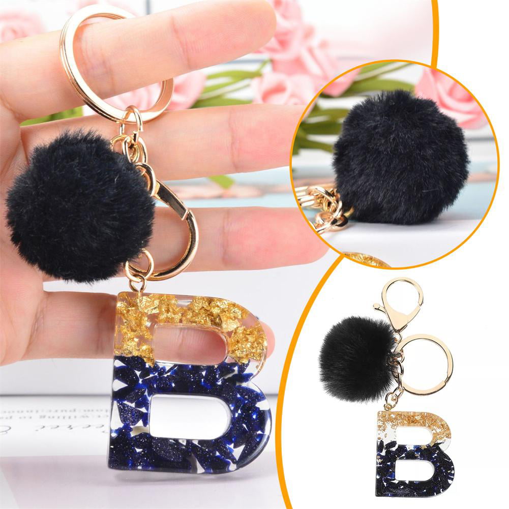 ( H Alphabate ) Beautiful Letter A-Z Keychain Resin Key Ring Sparkly  Glitter Key Chain Bag Purse Charm Accessories