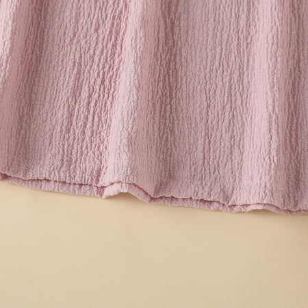 

nsendm Toddler Kids Girls Solid Cotton Linen Sleeveless Beach Straps Dress Ruffles Princess Dresses Clothes Clothes Dresses Dress Pink 18-24 Months