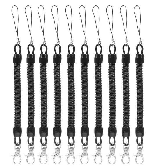 WASHWEPE 10Pcs Black Fishing Lanyard with Thread Keychain for Hiking and Camping Accessories