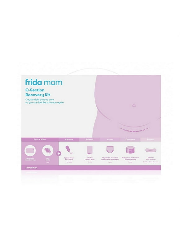 Frida Mom Postpartum C-Section Recovery Care Kit with Peri Bottle and Disposable Underwear for Women, One Size