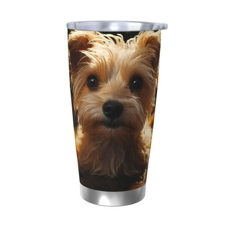 

Gukieu Sunflower Cute Puppy Print 20OZ Car Cup Vacuum Stainless Steel Leak-proof Thermos Cup Unisex Suitable for Home Outdoor and Sports-Without Straw