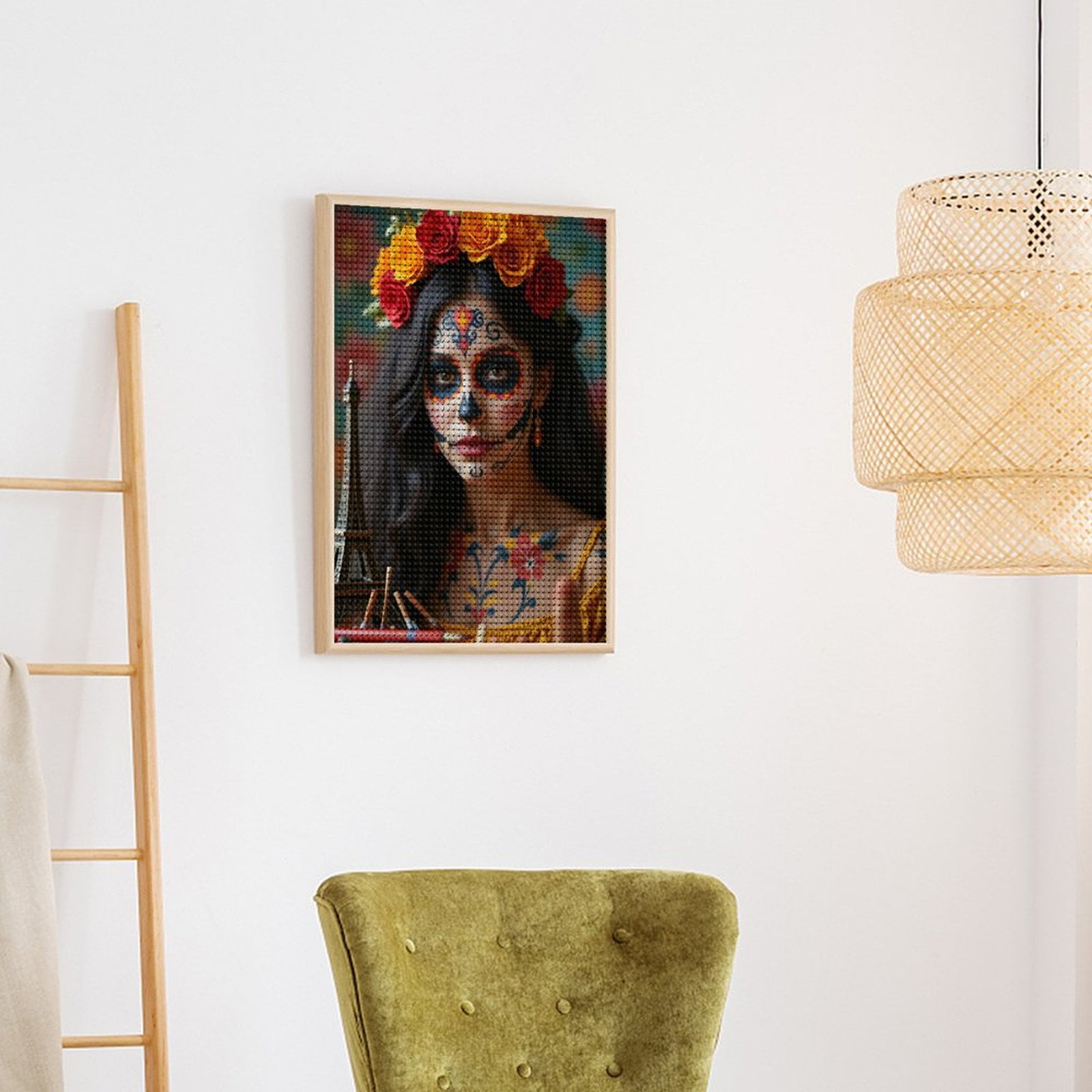 Diamond Art Kits for Adults, Colorful Floral Skull Face Art 5D Diamond Painting Kits for Adults Beginners, DIY Full Drill Diamond Painting, Gem Art and Crafts 12x16