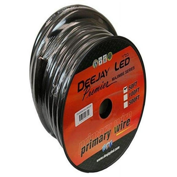 DEEJAY LED 0-Gauge 50 Foot Black Aluminum Copper Ca