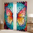 thumbnail image 2 of Homewish Colorful Butterflies Kitchen Curtains,Watercolor Boho Glass Black Out Curtains Pack of 2 (42x63 Each), 2 of 6