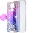 thumbnail image 3 of SOGA Bling Glitter Cover Compatible for Motorola Moto G Play 2021 Case, with Kickstand Ring for Magnetic Car Mounts, Lanyard Strap - Purple / Blue Galaxy, 3 of 3