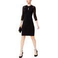 thumbnail image 1 of I.N.C Robe Moulante à Manches Illusion pour Femmes, Noire, Grande, 1 of 1