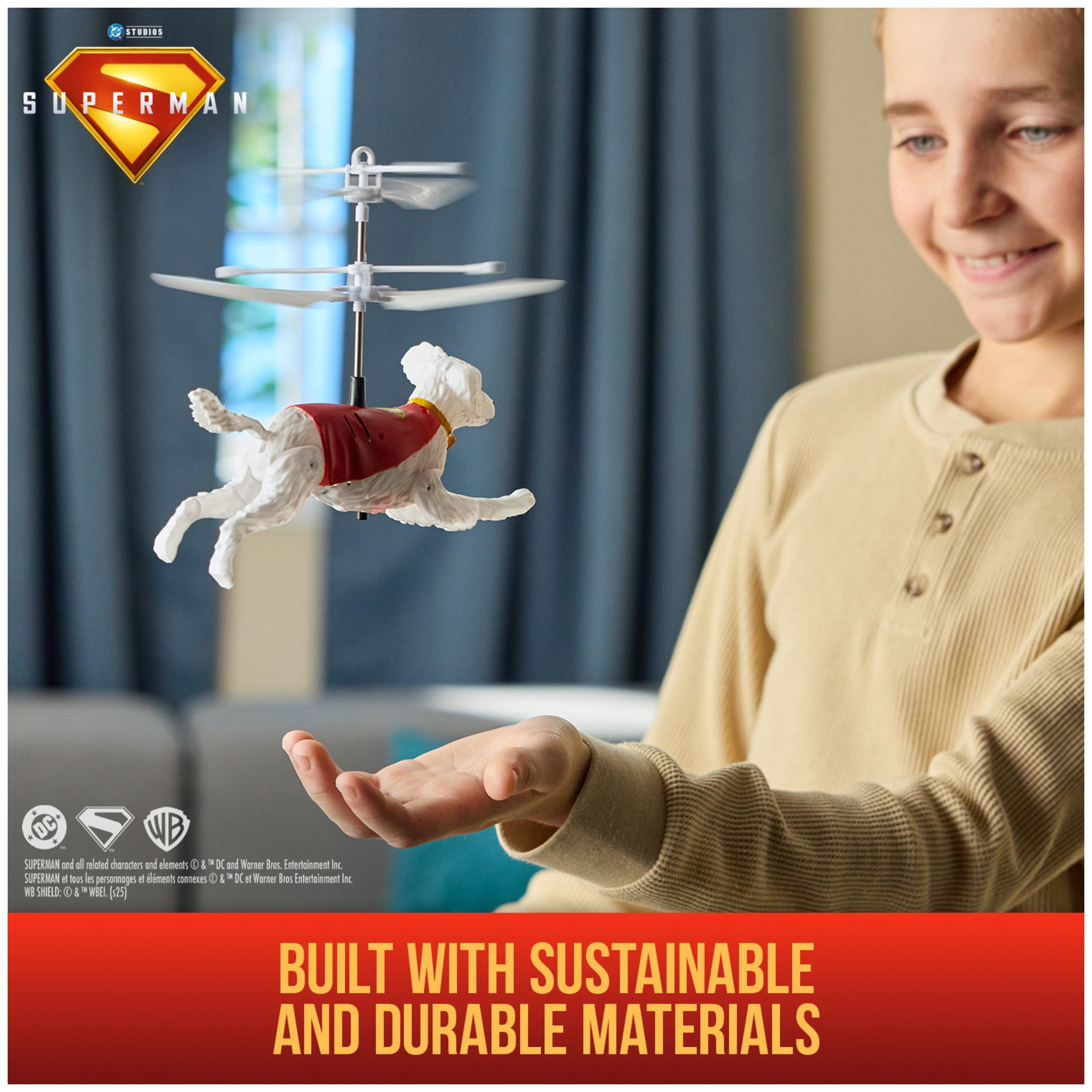 DC Comics SUPERMAN up in the Sky! Flying Krypto, 7.5-Inch Hovering Superdog, for Ages 4 and up