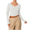 thumbnail image 1 of RXMEKW Long Sleeve V-Neck Base Layer Shirt For Women, Casual Solid Color Polyester Top, 1 of 8
