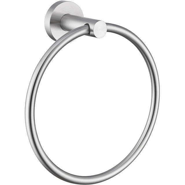 Towel Ring Brushed Nickel, Angle Simple SUS304 Stainless Steel Bathroom Sink Towel Holder Wall Mounted, Round Hand Towel Rack